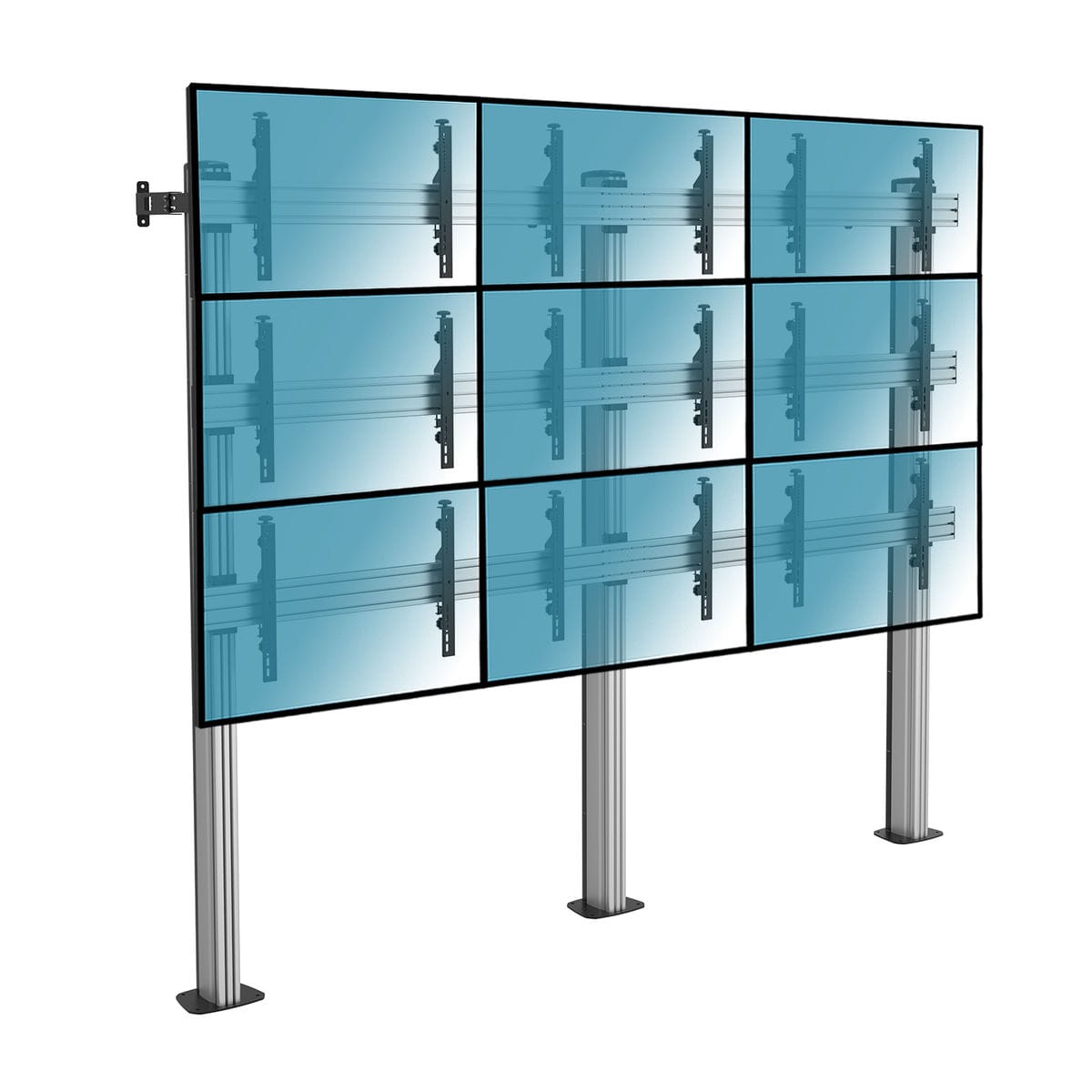 supporto videowall 9 tv su basi